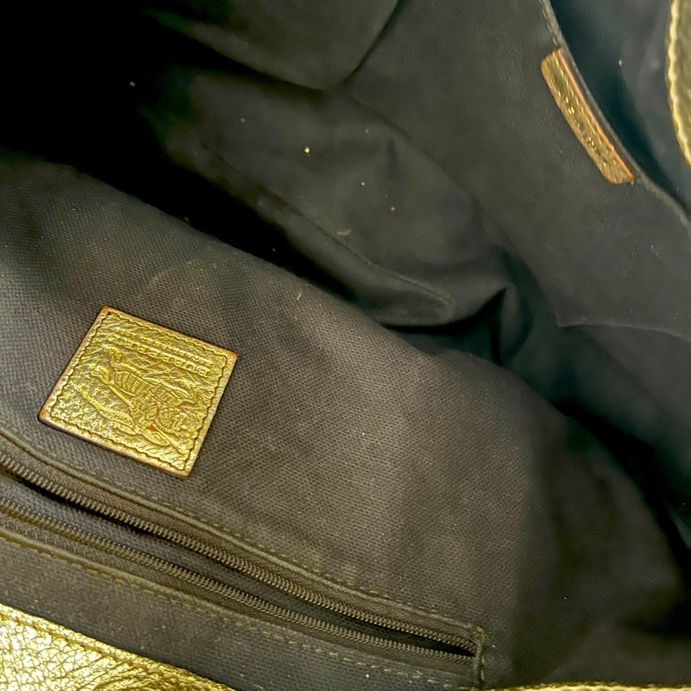 Burberry Gold/Beige Woven Haymarket Check PVC and Leather Brooke Hobo. Authe - Picture 4 of 7